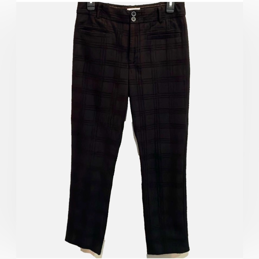 Anthropologie Essential Slim Ankle Pants Size 4 Black Plaid Career Stretch
